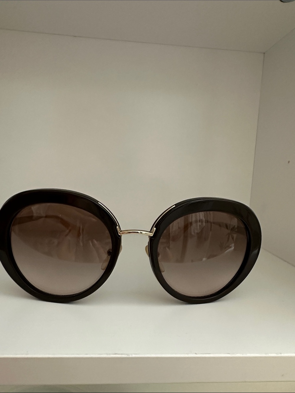 Prada Black and Gold Round Women’s Sunglasses
